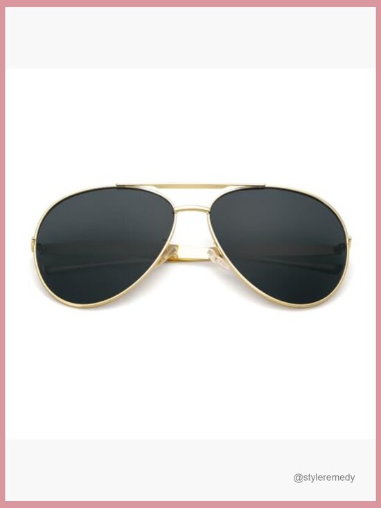 Oversized Aviator Sunglasses Gold Metal Frame UV Protection Unisex main image 6